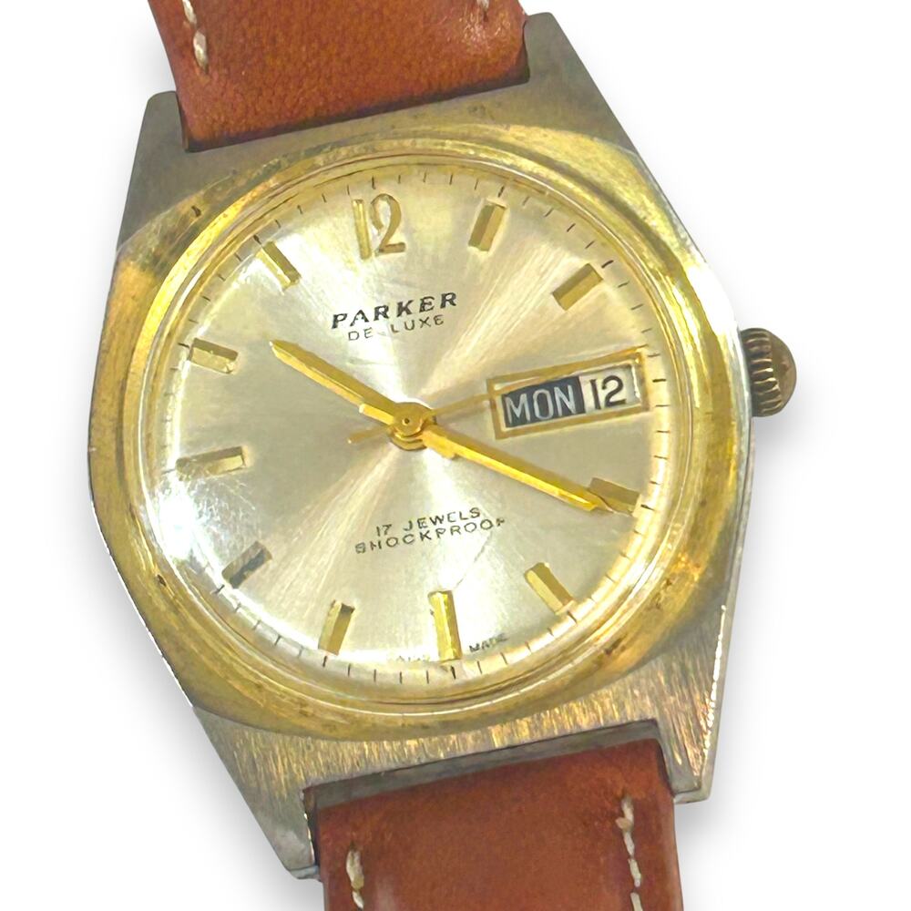 Parker De-Luxe 17 Jewel Watch For Parts or Repair See Pictures Swiss Made